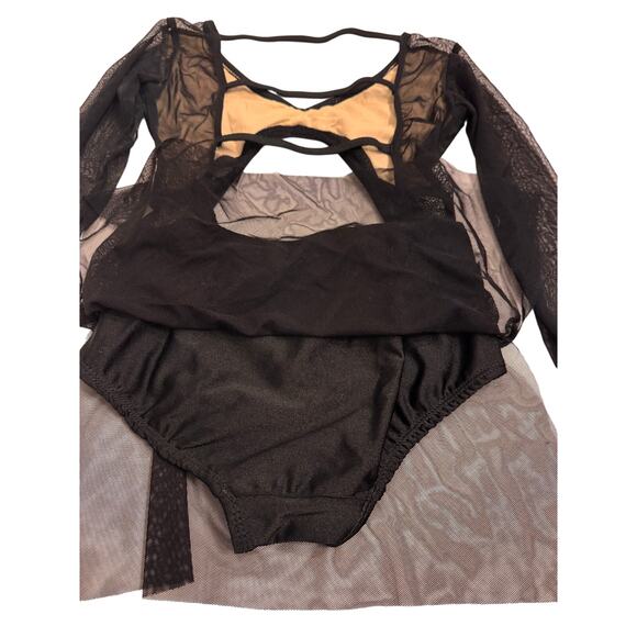 Custom Lyrical Contemporary Costume Base Girls Sz 8/10 (see measurements) Black - Picture 5 of 5
